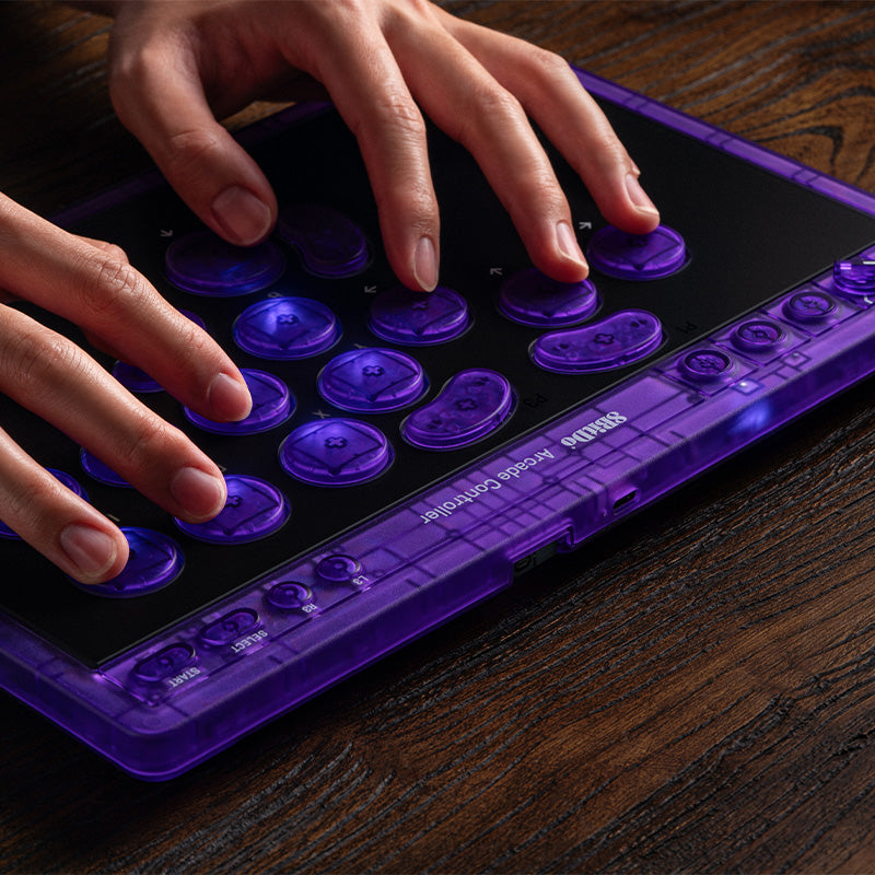 8BitDo Arcade Controller - Transparent Purple Signature Edition - Arcade-Style Controller for Compatible Gaming Setups