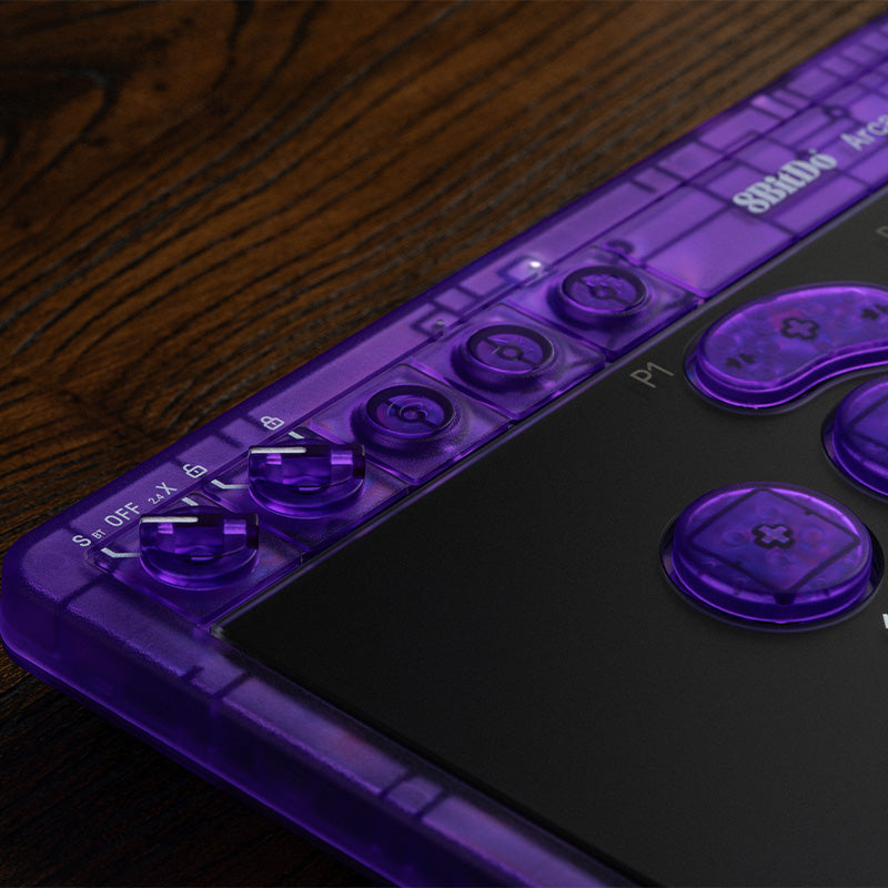 8BitDo Arcade Controller - Transparent Purple Signature Edition - Arcade-Style Controller for Compatible Gaming Setups
